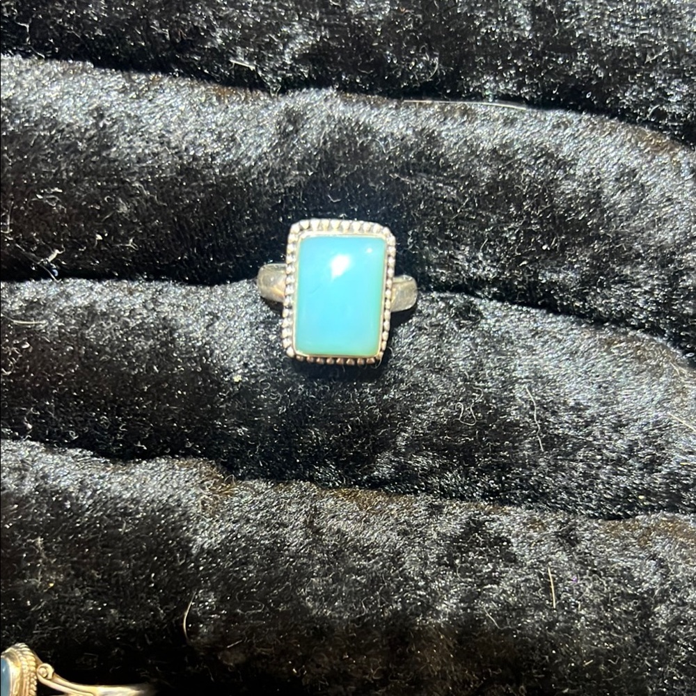 Genuine Blue Calcedone Sterling 925 Silver Ring size 8